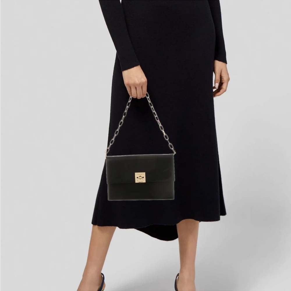 Anine Bing Ann Bag Purse Chain Belted Clutch Black Gold